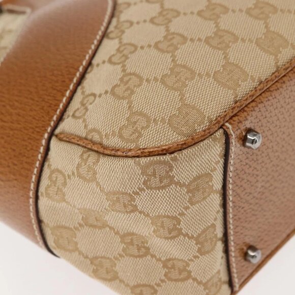 GUCCI GG Canvas Tote Bag Beige Silver 113011 Auth 148839V - Picture 5 of 16